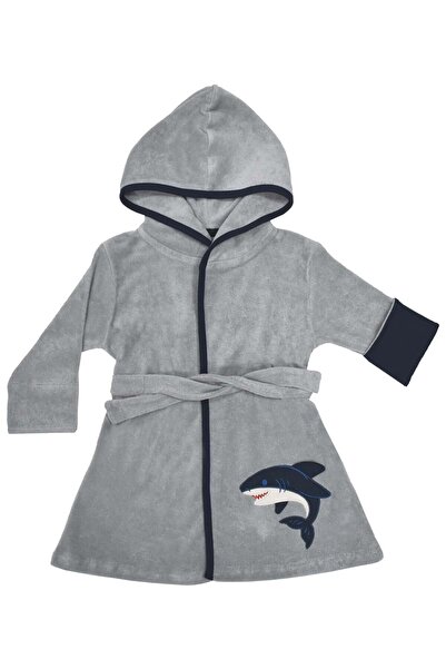 OrganicKid Shark Erkek Çocuk Gri Bornoz