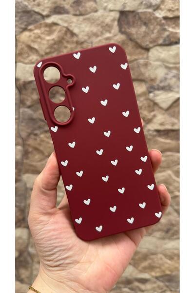 Vip Case Samsung Galaxy A55 Uyumlu Beyaz Kalp Desenli Silikon Darbe Emici Kla...