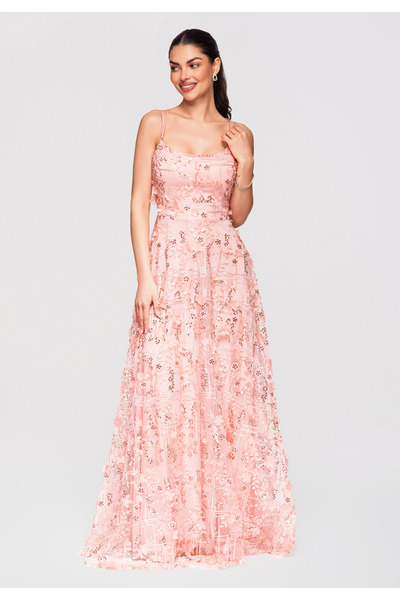 Larica OMBRE Γυναικείο Μάξι Φόρεμα Βραδινό LA-OM-DLR333 Peach