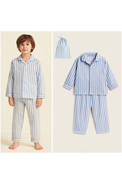 Unisex Çizgili Çocuk Pijama Takım