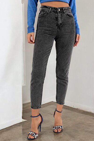 Livik Γυναικείο τζιν παντελόνι Smoked Boyfriend Jean, ελαστικό ψηλόμεσο Lycra