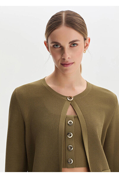 Knitss Haki Regular Fit Triko Ceket
