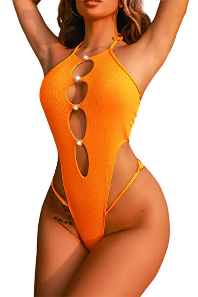 EFAYN.RO Women's swimsuit, one piece, hot summer model, size M, orange, EFAYN