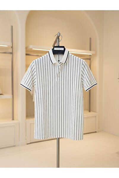 ATKGİYİM Atk Giyim Men's Striped Polo Collar T-Shirt - Modern Cut