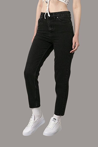 Livik Γυναικείο μαύρο τζιν Boyfriend με ελαστική μέση και ψηλόμεσο τζιν παντε...