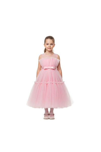 ddaniela D' Daniela - Girls Bow Front Ruffle Hem Mesh Gown Dress - Multicolor...