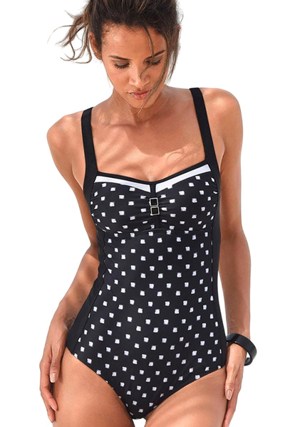 EFAYN.RO Women's swimsuit, one piece, cheerful print and neckline accessory, ...