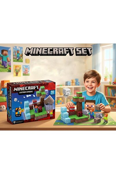 Tıfıl Toys Blok Dünyası Temalı 50 Parçalı Manyetik 2 Tane Figürlü Eğitici Yap...