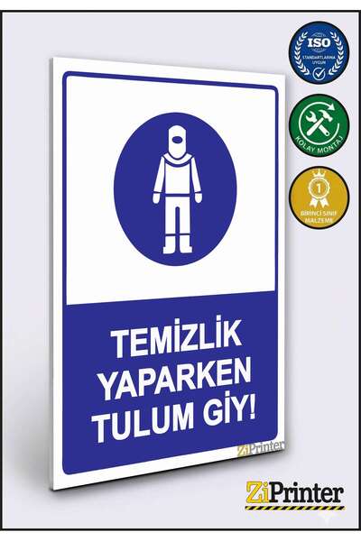 ZiPrinter Wear Overalls When Cleaning! Isg Warning Sign Dekota 70X100 cm
