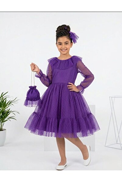 Lunas tekstil Φόρεμα από αφράτο τούλι με μικρή τσάντα και αγκράφα με πουά. Αγ...