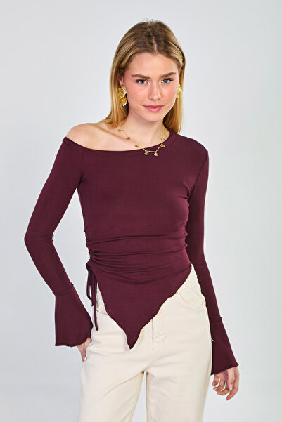 BARRELS AND OIL Γυναικεία μπλούζα με ασύμμετρη κοπή και ανοιχτούς ώμους - Δαμ...