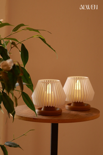 Alwen ORİON V3 | Dekoratif Led Tealight Mumluk | Masaüstü Aydınlatma | 2'li S...