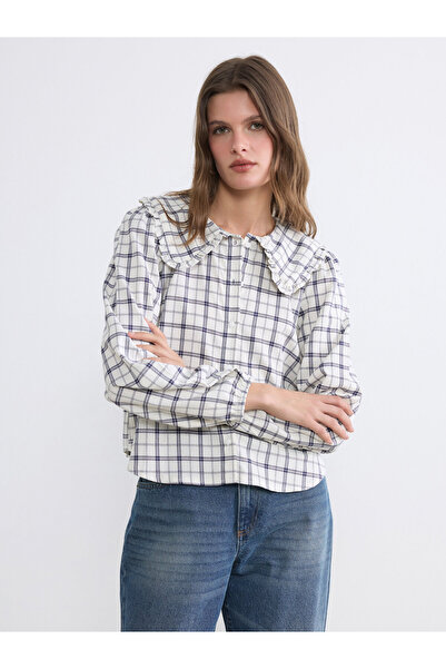 LC Waikiki Peter Pan Collar Plaid Women's Shirt