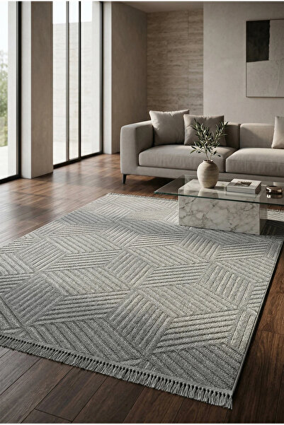 WOOLEN HOME Doha Koleksiyonu Mikrofiber İplik Jüt Taban Lüks Halı