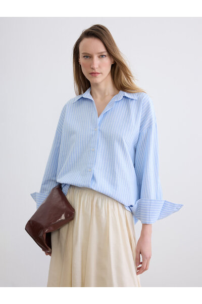 LC Waikiki Striped Oversized Oxford Women's Shirt