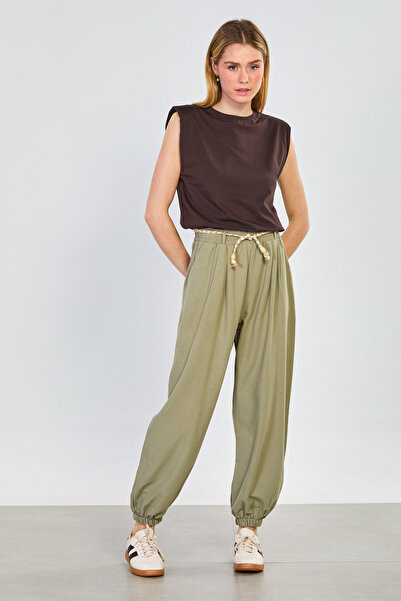 BARRELS AND OIL Γυναικείο Ψάθινο Παντελόνι με Ελαστικό Τελείωμα στα Πόδια - Ç...