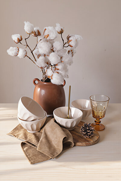 Keramika Κρεμ Μπολ Αμυγδάλου 12 εκ. 4 Τεμάχια 030