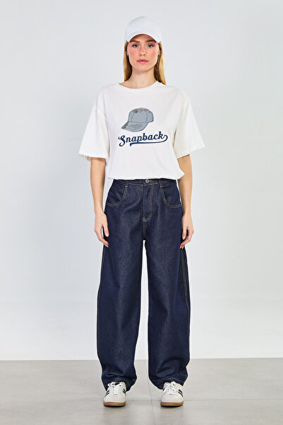 BARRELS AND OIL Γυναικείο παντελόνι τζιν J72 με πίσω τσέπη - Μπλε ναυτικό