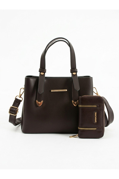 Sanmorris Γυναικεία τσάντα ώμου από συνθετικό δέρμα και σετ πορτοφολιού σε συ...