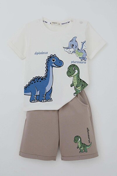 Breeze Σετ σορτς για αγόρια Dinosaur Adventure 1-4 ετών, εκρού
