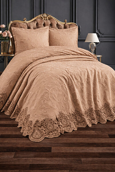 Hig Store Διπλό κάλυμμα κρεβατιού - Μπεζ - Geblümt