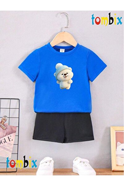 tombix Pofuduk Bear Printed T-Shirt Shorts Summer Children's Set
