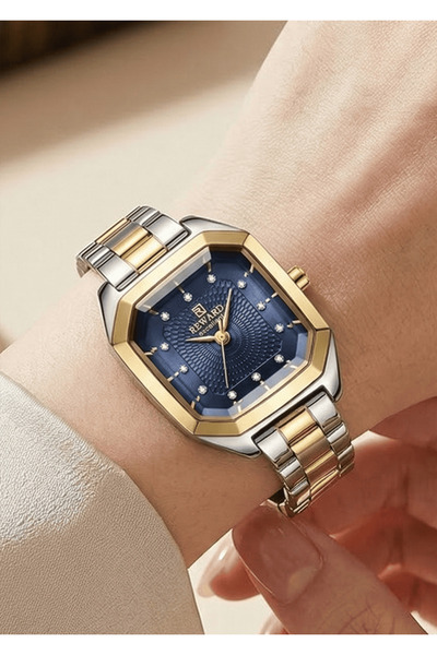 Reward Women's Gold Metal Cord Square Case Stone Stylish Wristwatch with 2 Ye...