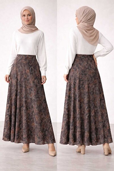 SOLERA COLLECTION BOYDAN ASTARLI ŞAL DESEN ŞİFON ETEK