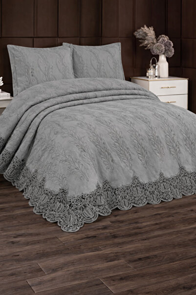 Hig Store Helin French Guipure Dowry Σετ Κάλυμμα Κρεβατιού Διπλό Μεγάλο Σετ Π...