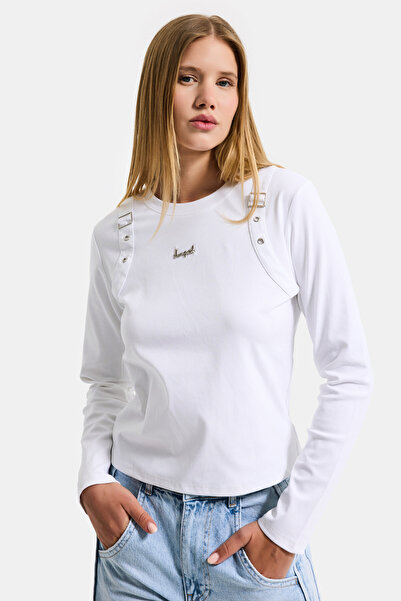 it's basic Women's White W5 Special Design Bodysuit with Accessory Detail