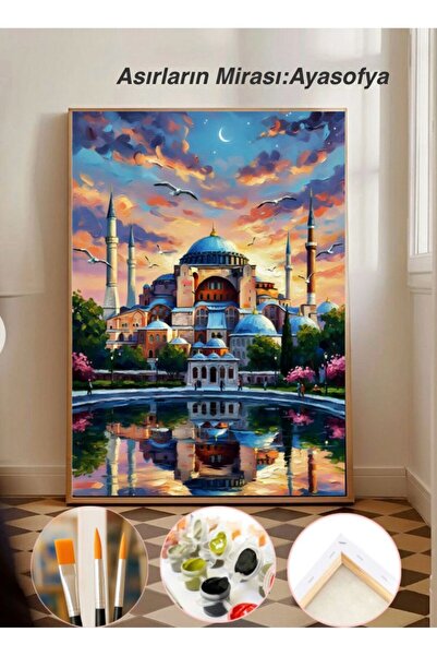 TT ART Sayılarla Boyama 40x50 Cm Tuval Seti Fırça Boya Dahil Çıtaya Gerili - ...