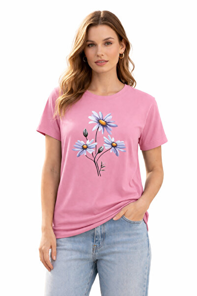 ZİYMO Γυναικείο μπλουζάκι με στάμπα μαργαρίτες