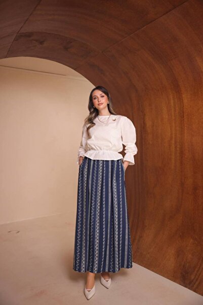 VOICTEC Σετ μπλούζας και φούστας από τένσελ υψηλής ποιότητας με λεπτομέρεια κ...