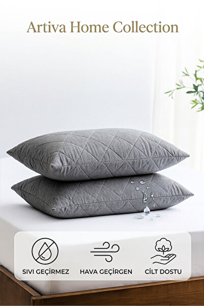 Artiva Home Collection Yastık Alezi Seti Pamuklu 2'li Kapitone Yastık Koruyuc...