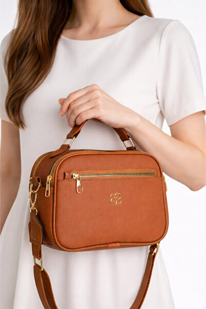 Newish Polo Γυναικεία τσάντα ώμου με 3 θήκες, καθημερινή τσάντα χιαστί, καφέ