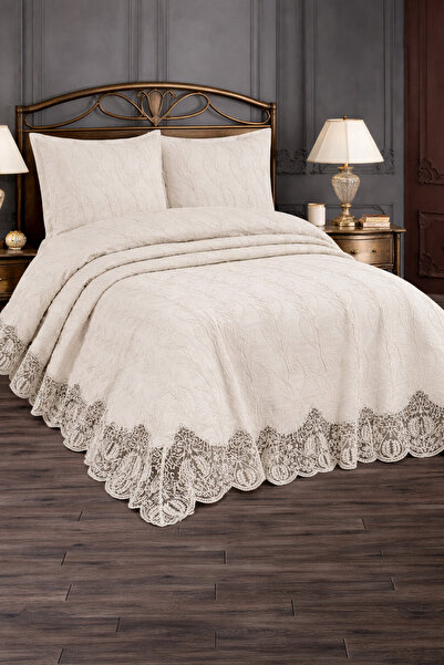 Hig Store Helin French Guipure Dowry Σετ Κάλυμμα Κρεβατιού Διπλό Μεγάλο Σετ Π...