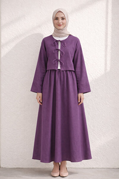 Kirazgym Tie-Detail Crop Blouse &amp;   Elastic Waist Maxi Skirt Set - Purple