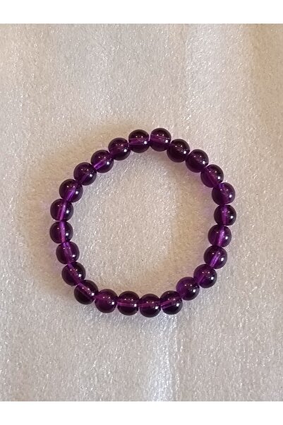 Butik Tülin Women's Authentic Natural Stone Amethyst Purple Beaded Elastic Br...