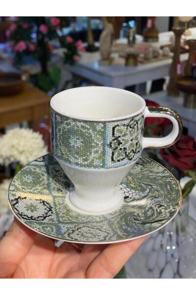 Empressco Green Mosaic Pattern Single Person Turkish Coffee Cup