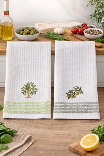 Mulberry Σετ 2 Κεντημένες Πετσέτες Κουζίνας Βάφλας 50x70 εκ. – Εξαιρετικά Απο...