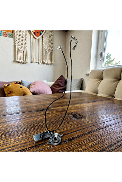 NARUTO Σετ Κολιέ με Μενταγιόν - Ασημένιο Μοντέλο