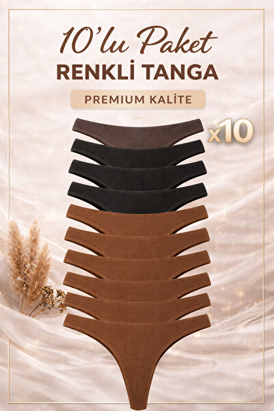 Yohannes Club Kadın, Pamuklu Basic Tanga Külot, 10'Lu Paket, Premium Basic Seri