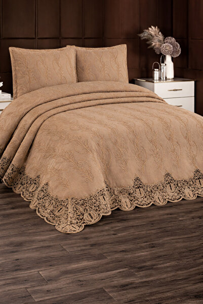 Hig Store Helin French Guipure Dowry Σετ Κάλυμμα Κρεβατιού Διπλό Μεγάλο Σετ Π...