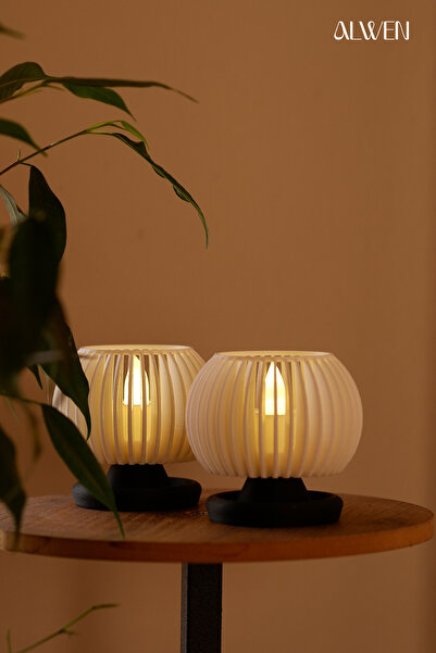 Alwen ORİON V2 | Dekoratif Led Tealight Mumluk | Masaüstü Aydınlatma | 2'li S...