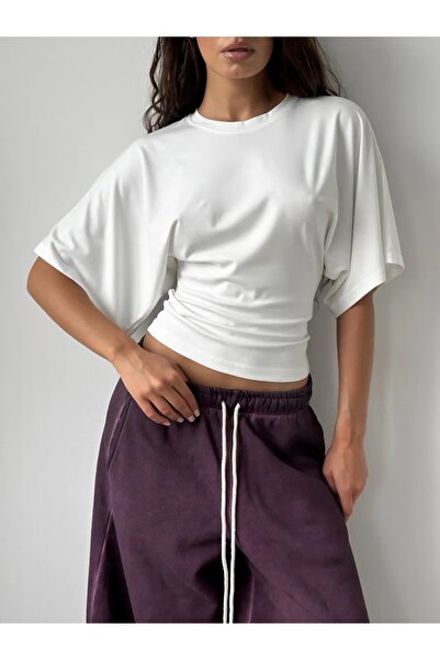 eybetsa Μπλούζα από φυσική βισκόζη με φαρδιά μανίκια που εφαρμόζεται στη μέση