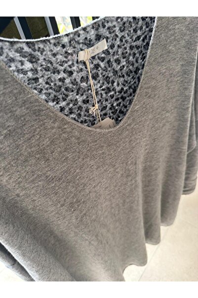 MADE İN ITALY Italian Soft Women's Blouse with Leopard Pattern Inside
