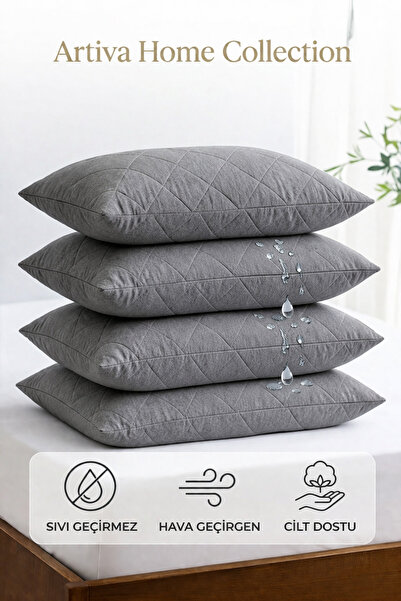 Artiva Home Collection Yastık Alezi Seti Pamuklu 4'lü Kapitone Yastık Koruyuc...