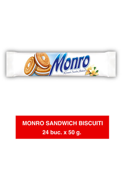 Monro Μπισκότο Σάντουιτς Βανίλιας 50γρ x 24 Τεμάχια
