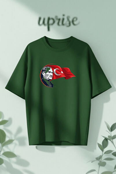Vordevia Μπλουζάκι από βαμβάκι με στάμπα Ατατούρκ και σημαία, σε μεγάλο μέγεθος