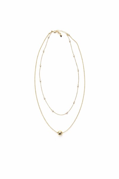 Sacha Accessories Gold Topçuk Figürlü İnci Sıralı Kolye